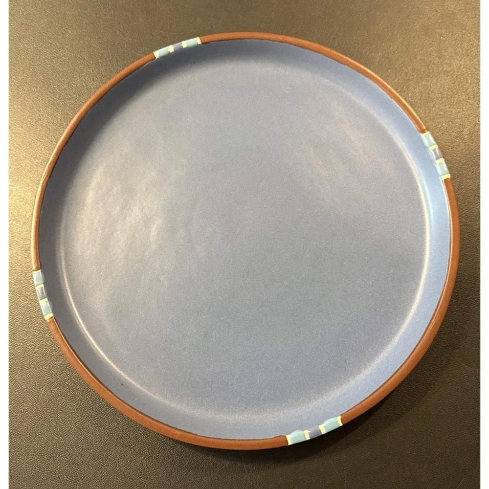 Dansk Mesa Sky Blue Chop Plate Platter Stoneware Rimmed Southwestern Aztec 13